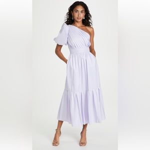 Self Portrait Lilac One Shoulder Midi Dress